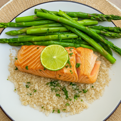 Fonio met zalm en asperges_Solange's Cuisine Fonio met zalm en asperges_Solange's Cuisine